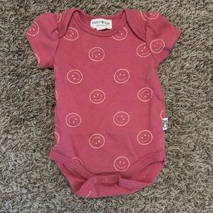 Rabbit + Bear 0-3 Month Maroon Smiley Face Printed Baby Onesie